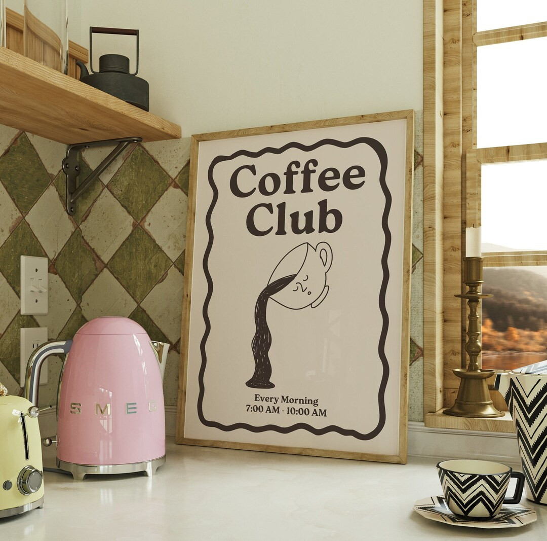 Coffee Print, Trendy Wall Art, Modern Kitchen Decor, Retro Poster, Retro Drink Poster, Vintage Po... | Etsy (US)