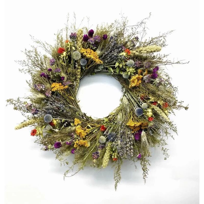 Handcrafted Dried Mixed Assortment Floral 22'' Wreath | Wayfair North America