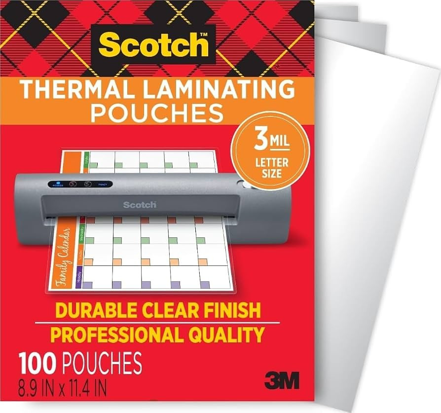 Scotch Thermal Laminating Pouches, 8.9 x 11.4 Inches, Letter Size Sheets | Amazon (US)
