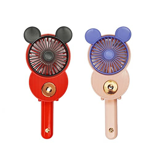 LACOVIA Cute Mouse Misting Mini Fan, Handheld Portable USB Rechargeable Fan with 3 Adjustable Speeds, Foldable For Travelling(Red&Pink) | Amazon (US)