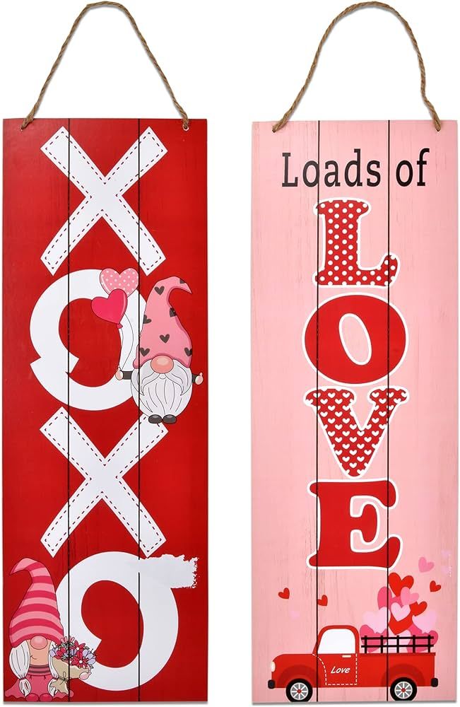 Valentines St Patrick's Welcome Sign Set of 2 Front Door Wall Signs Hanging Wood Double Sided Lov... | Amazon (US)