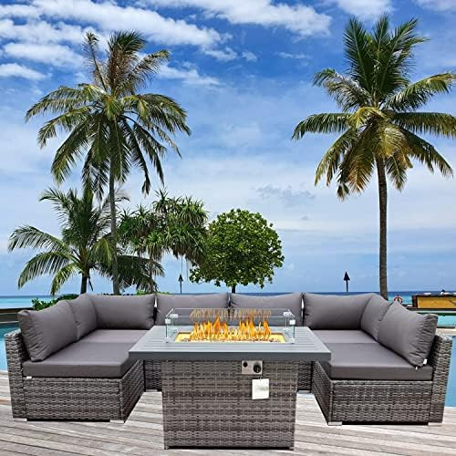 B Grey-7pcs With Fire Pit | Amazon (US)