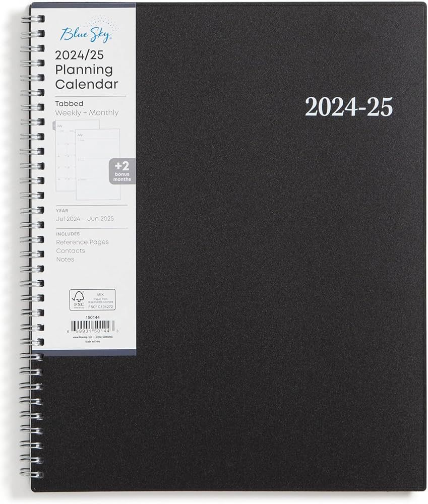 Blue Sky 2024-2025 Academic Year Weekly and Monthly Planner, 8.5" x 11", Flexible Cover, Wireboun... | Amazon (US)