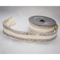 Jeweled Christmas Ribbon Platinum & Silver Wired Velvet Ribbon | Etsy (US)