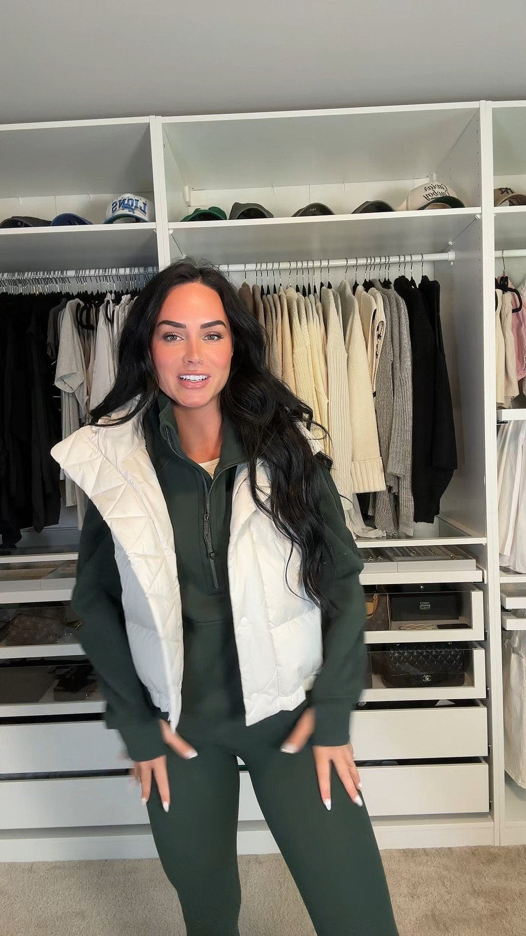 Wearing a size 4 in the leggings & vest
Size xs/s scuba 

#LTKShoeCrush #LTKActive #LTKVideo