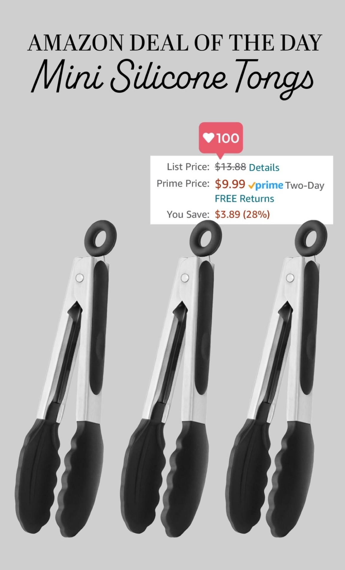 🚨 Amazon Deal of the Day: Mini Silicone Tongs!!!! 🚨

Seriously one of my favorite kitchen gadgets ever!!! 👩🏼‍🍳

#LTKFindsUnder50 #LTKHome #LTKSaleAlert