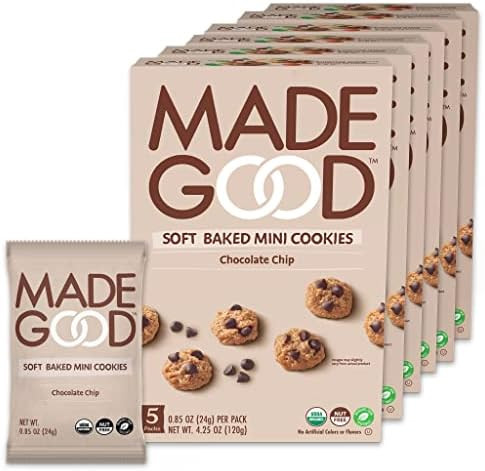 MadeGood Soft Baked Chocolate Chip Mini Cookies, gluten-free & Safe For School Snacks, 30 Count | Amazon (US)