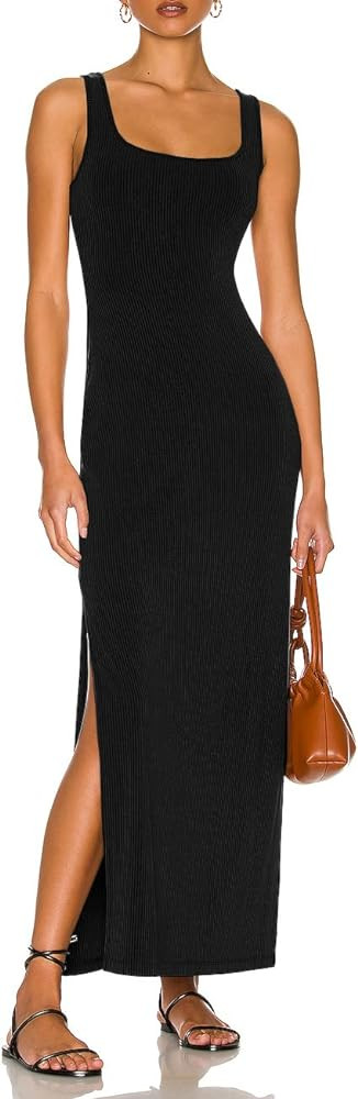 ALENDA DANMOS Women's Elegant Backless Maxi Dress Sexy High Sides Slit Tank Dress Twist Back Casu... | Amazon (US)