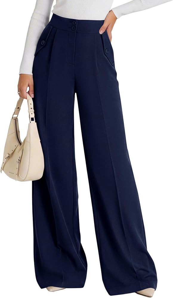 PRETTYGARDEN Women's Wide Leg Work Dress Pants Trousers | Amazon (US)