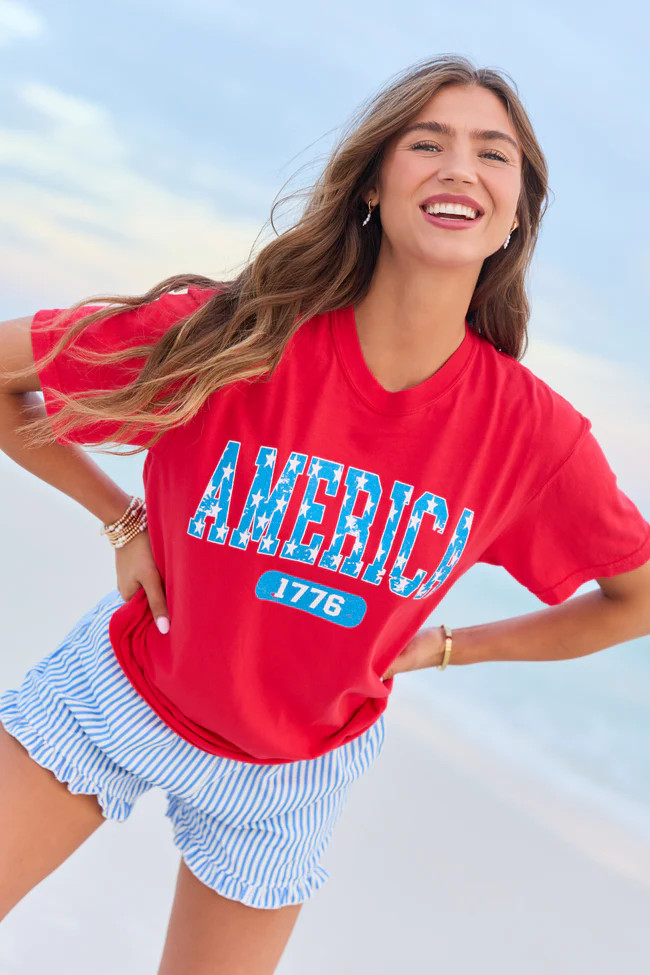America Star 1776 Red Graphic Tee | Pink Lily