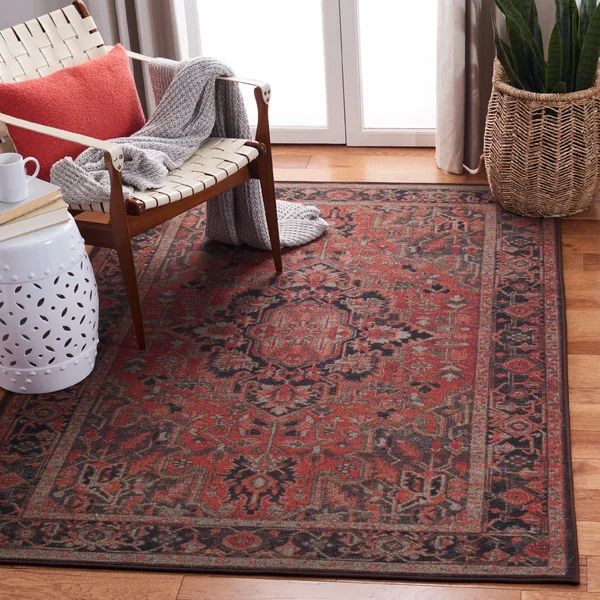 Adalia Power Loom Performance Red Machine Washable Rug | Wayfair North America