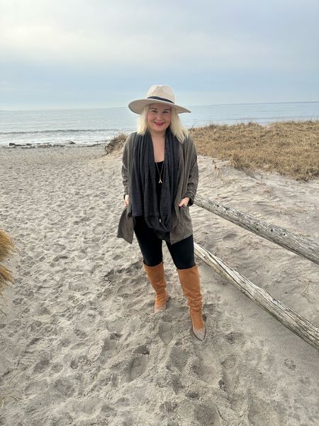 Winter to spring transitions. Spanx leggings, love tank from Lululemon, knee high boots, and a scarf and hat. 

#LTKSeasonal #LTKFind #LTKstyletip