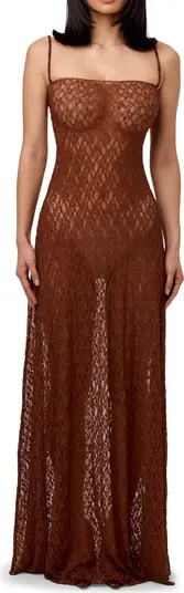 Naked Wardrobe Sheer Stretch Lace Maxi Dress | Nordstrom | Nordstrom