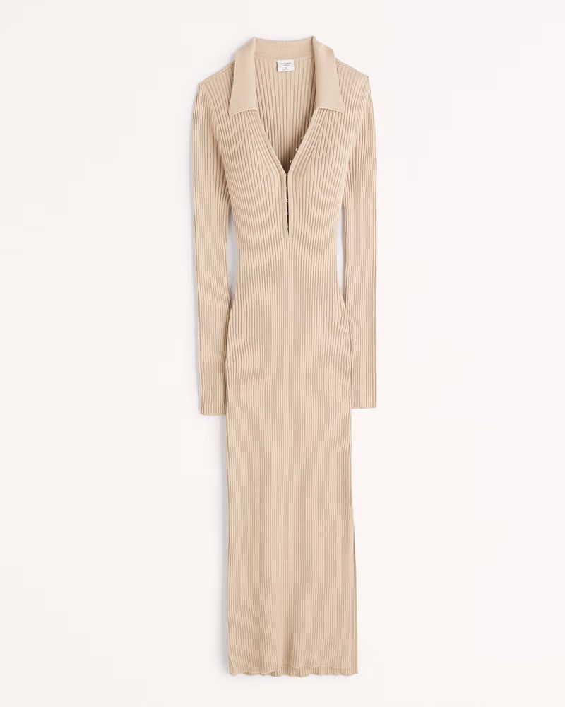 Women's Ribbed Polo Midi Sweater Dress | Women's 30% Off Almost All Sweaters & Fleece | Abercromb... | Abercrombie & Fitch (US)