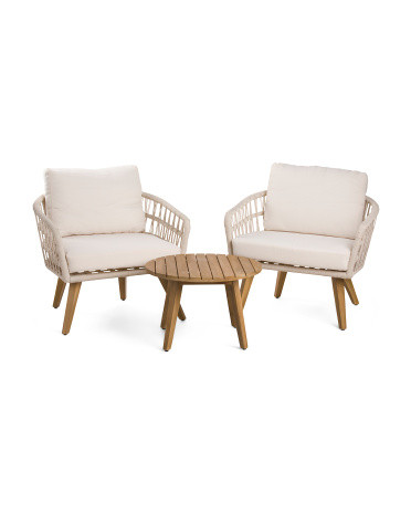 3pc Outdoor Rope And Acacia Furniture Set | TJ Maxx