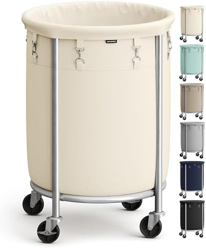 SONGMICS Laundry Basket with Wheels, 29 Gal., Steel Frame, Removable Bag | Amazon (US)