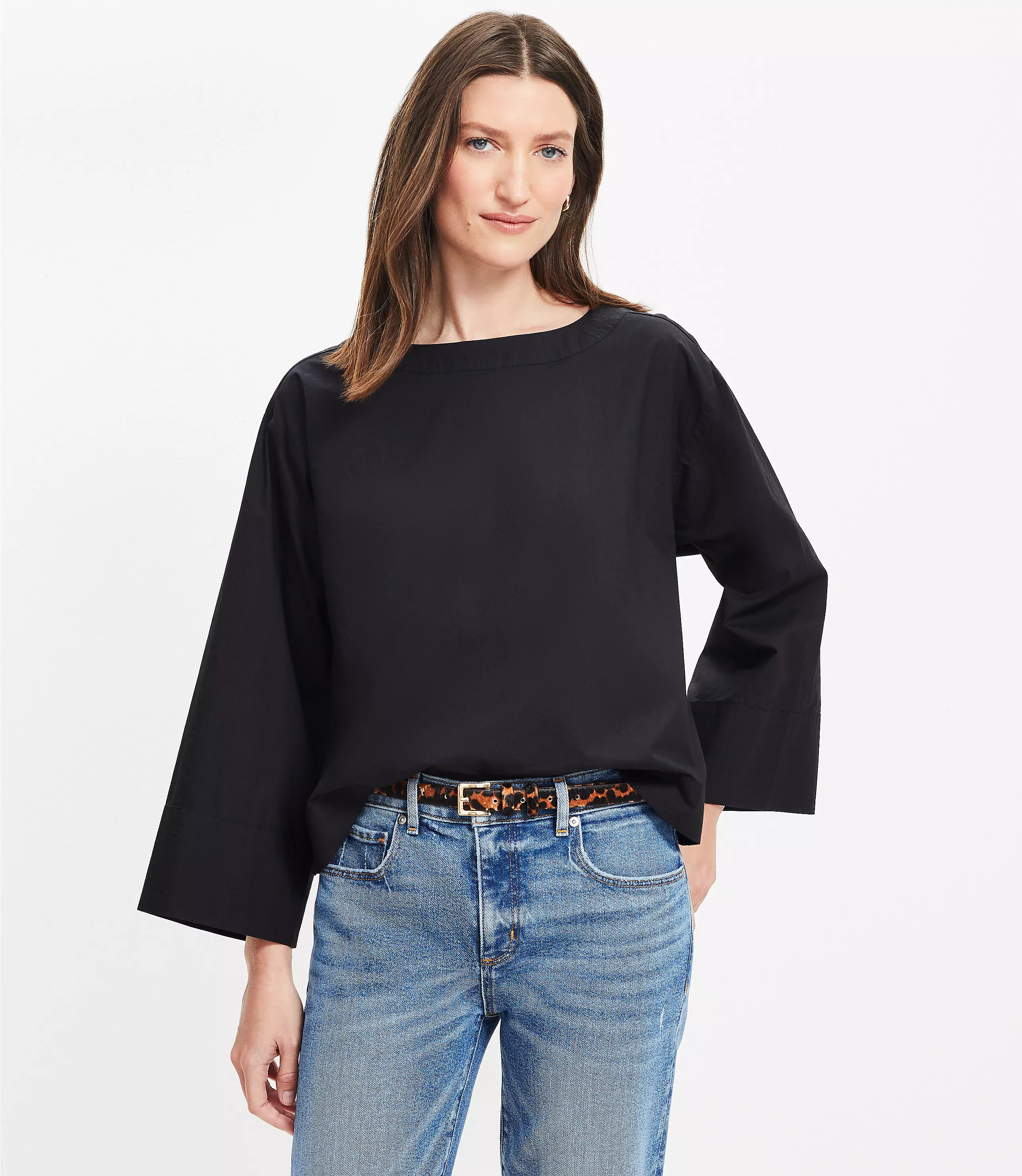 Poplin Wide Cuff Blouse | LOFT