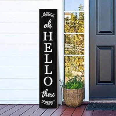 Welcome Porch Sign Oh Hello There Wooden Welcome Sign Vertical Hanging Signs For Standing Front Porch Decor Rustic Wall Decor Home Farmhouse Yard Door | Wayfair North America