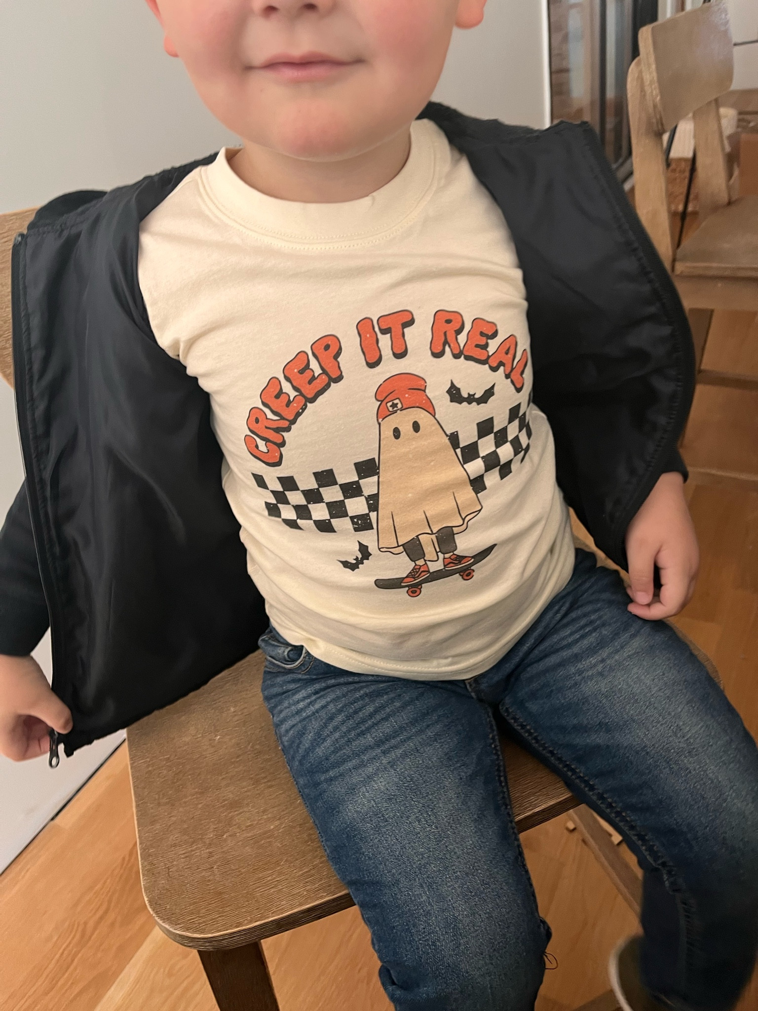 Hendrik is wearing a 4T in this adorable Halloween Tee. I would size up if your kids are between sizes, wish I would have gotten him the 5T. 

Kids Halloween Tees, Creep it Reel Tee, Toddler Boy Tee.

#kidshalloweentee
#creepitreal
#toddlerboyclothes
#boyclothes
#littleboyclothes
#skateboardstyle

#LTKSeasonal #LTKHalloween #LTKkids