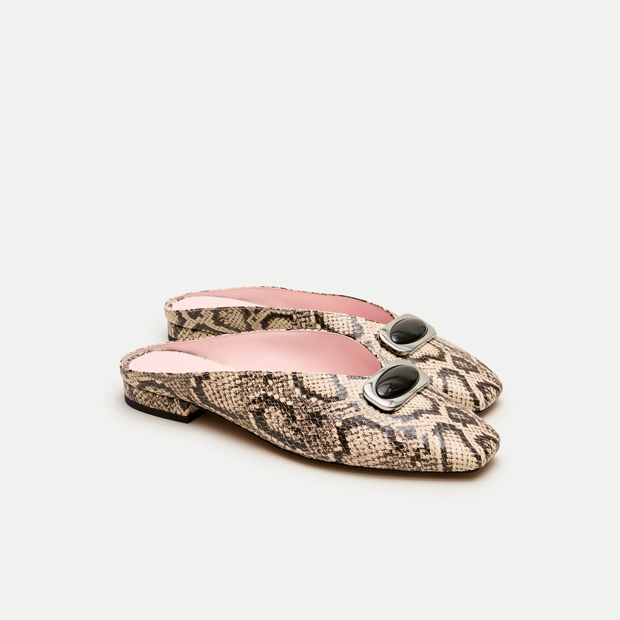 Sophie ballet mules in snake-embossed leather | J. Crew US