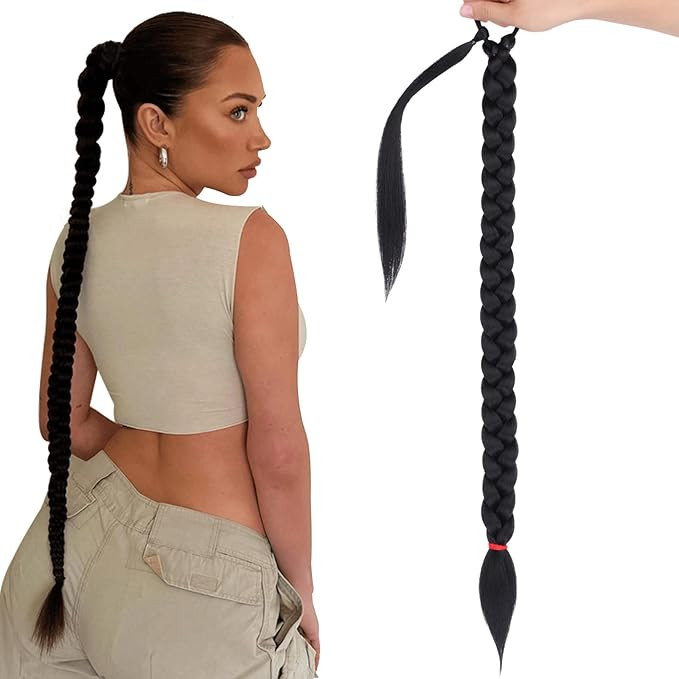 Kachanaa Long Braided Ponytail Extension for Women Straight Wrap Around Hair Extensions Natural S... | Amazon (US)