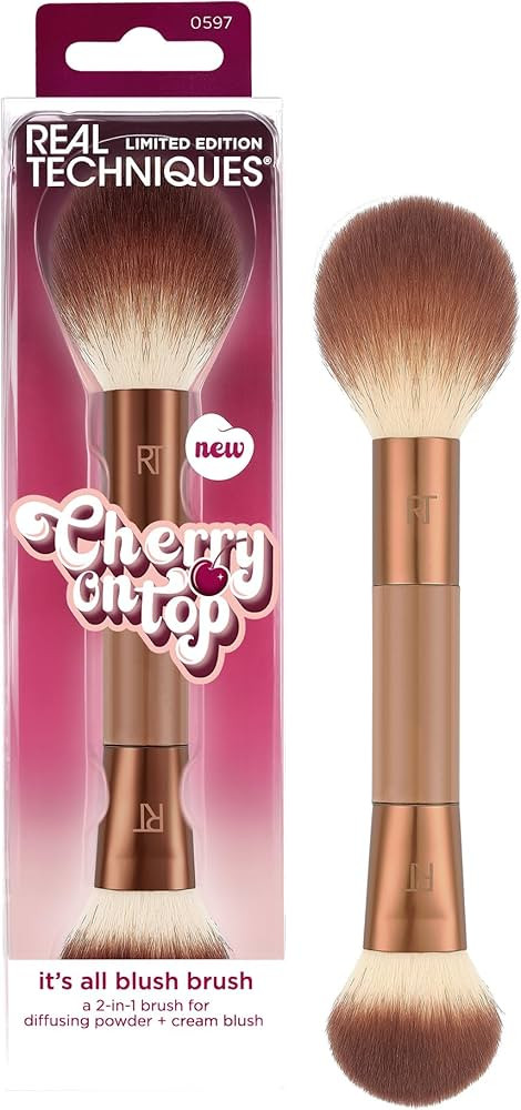 Real Techniques Cherry On Top It’s All Blush Brush, Dual-Ended & Multipurpose Makeup Brush for,... | Amazon (US)