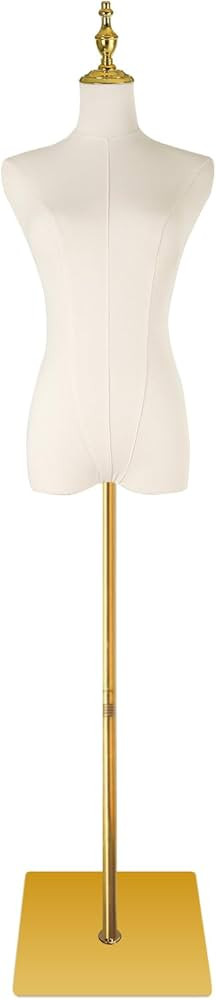 Adjustable Female Dress Form Mannequin with Golden Metal Stand for Clothes Window Display | Amazon (US)