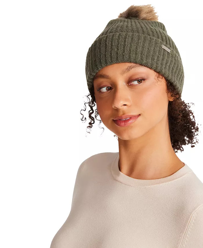 Steve Madden
          
        
  
      
          Women’s Solid Beanie With Faux Fur Pom, Cr... | Macys (US)