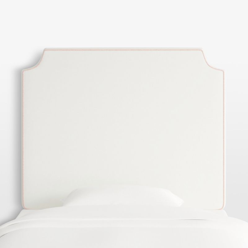 Bevel White with Pink Piping Twin Wall-Mounted Headboard + Reviews | Crate & Barrel | Crate & Barrel