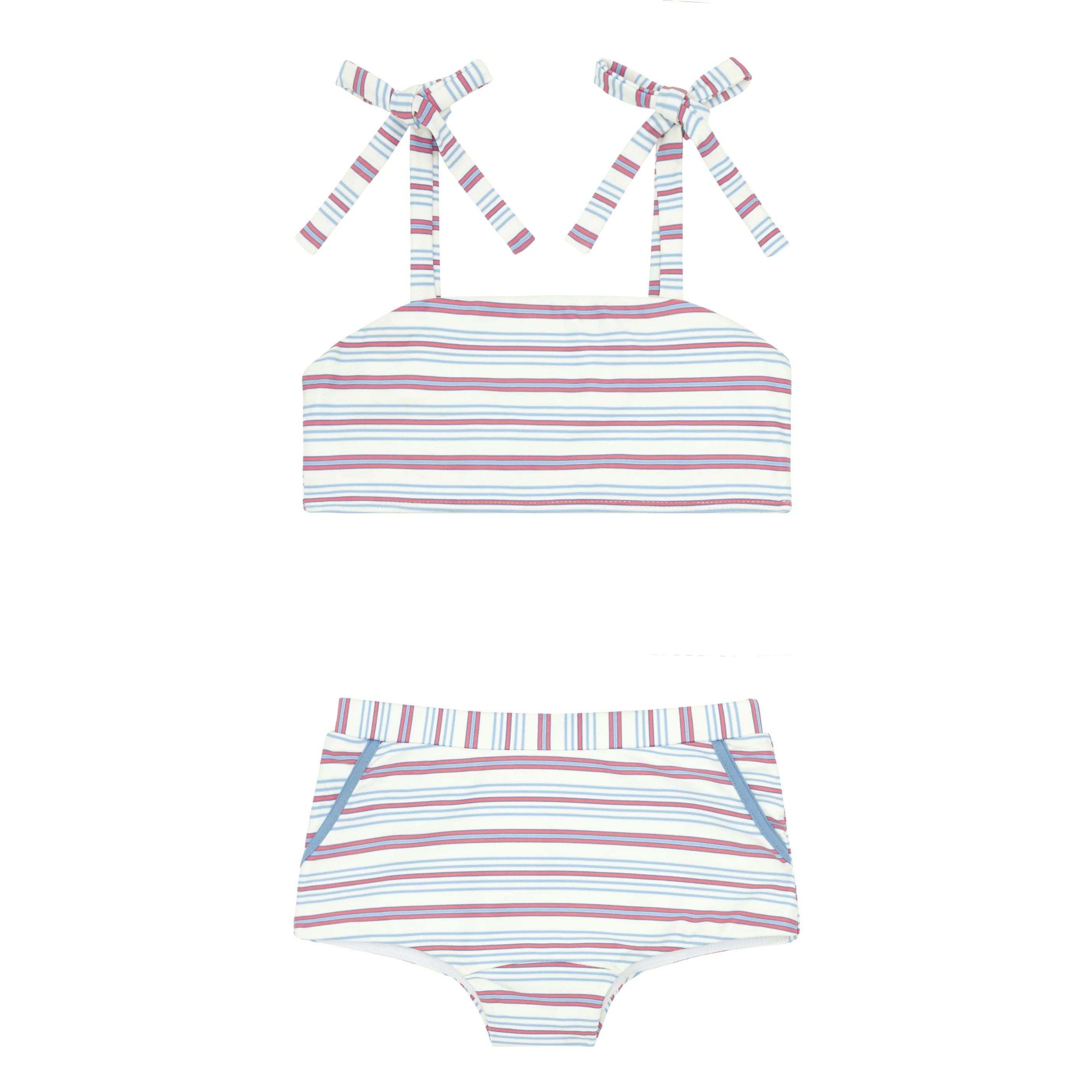girls vintage stripe bandeau top and swim shorts bikini | minnow