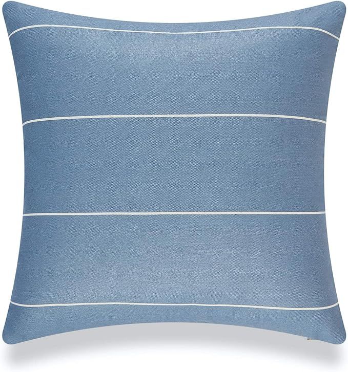 Modern Boho Patio Indoor Outdoor Pillow Cover ONLY for Backyard, Couch, Sofa, Blue Striped, 20"x2... | Amazon (US)