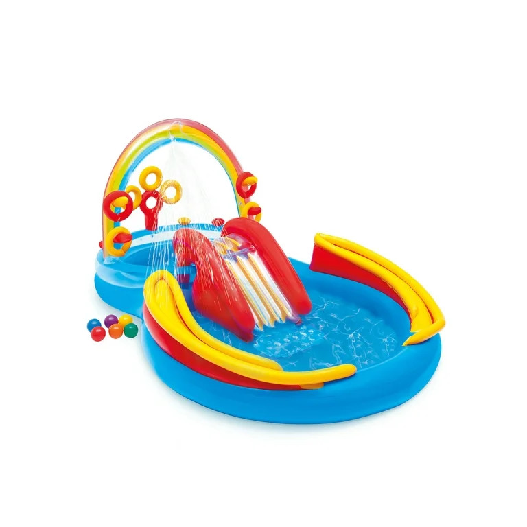 Intex Rainbow Ring Inflatable Play Center with Slide and Games for Kids | Walmart (US)