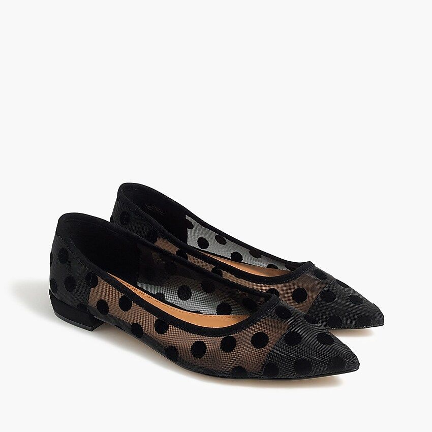 Mesh polka-dot Marina pointy-toe flats | J.Crew Factory