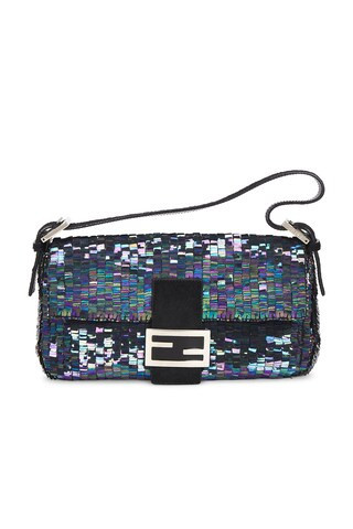 Fendi Vintage Iridescent Sequin Baguette Shoulder Bag in Black | FWRD 