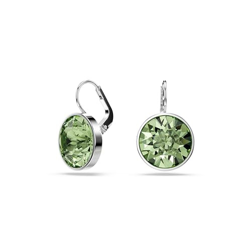 Swarovski Bella drop earrings, Round cut, Green, Gold-tone Finish | Amazon (US)