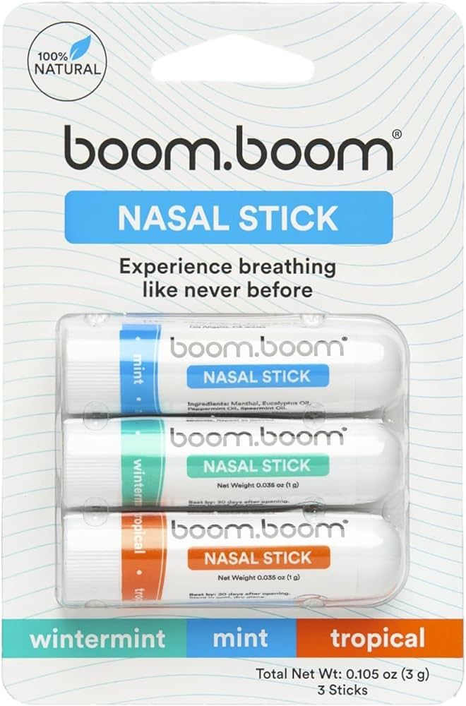 BoomBoom Nasal Stick (3 Pack) | Enhance Breathing + Boost Focus | Breathe Vapor Stick Provides Fr... | Amazon (US)