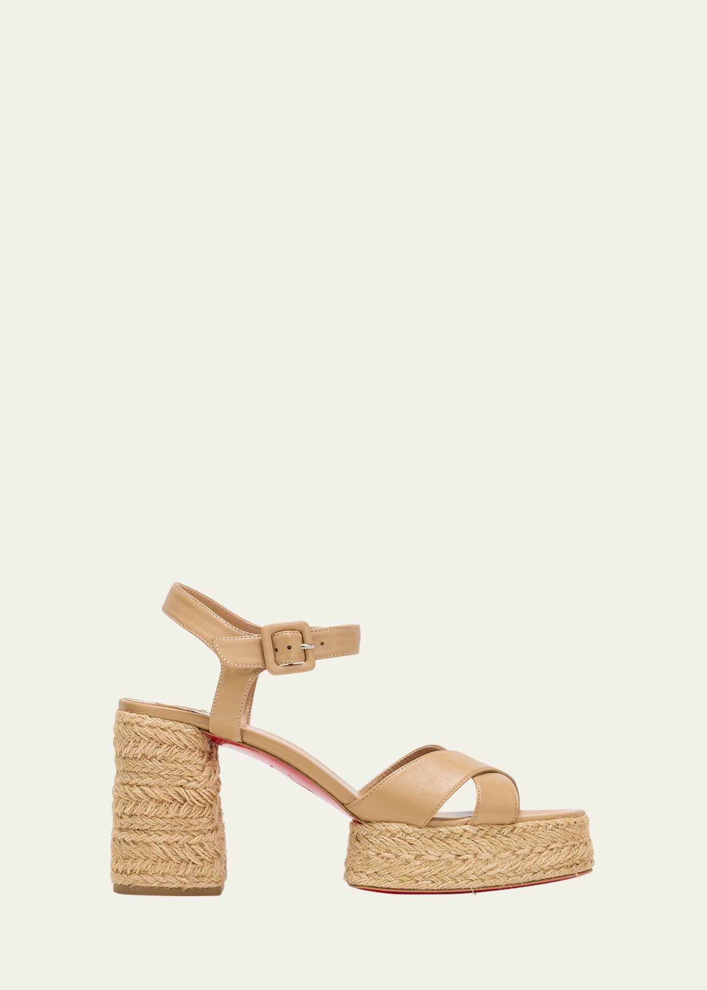 Christian Louboutin Calakala Leather Crisscross Red Sole Espadrille Sandals | Bergdorf Goodman