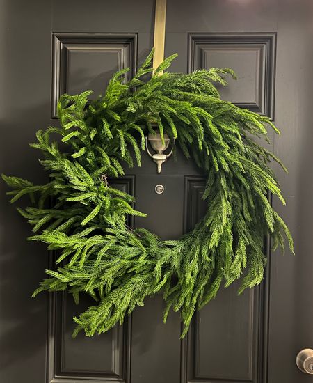 Front door wreath and stair case garland. 

#LTKHoliday