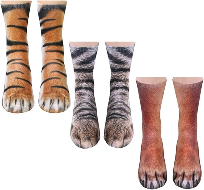 NDLBS Funny Christmas Gifts Novelty 3D Animal Paw Socks Stocking Stuffers for Adult Women Men Tee... | Amazon (US)