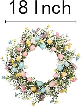 VGIA 18 inch Easter Wreath Artificial Easter Egg Wreath for Front Door Easter Door Wreath Spring ... | Amazon (US)
