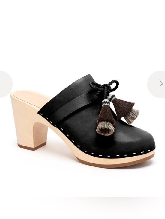 Loeffler Randall Roberta tassel black leather clogs. Wood bottoms. Worn once. | Poshmark