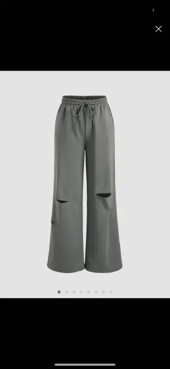 Solid Ripped Wide Leg Pants For Daily Casual | Cider