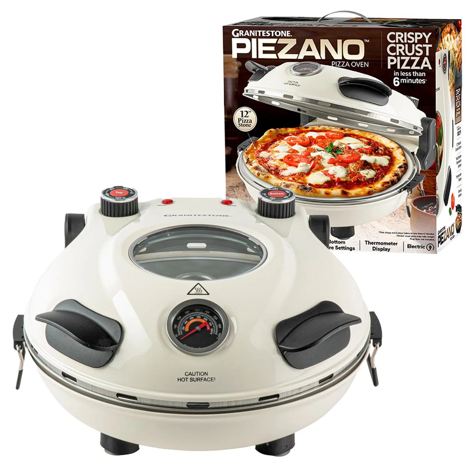 GraniteStone Diamond Piezano 12 in. Portable Countertop Stone Bake Electric Oven Pizza Maker one_size in White | 2364 | Lowe's