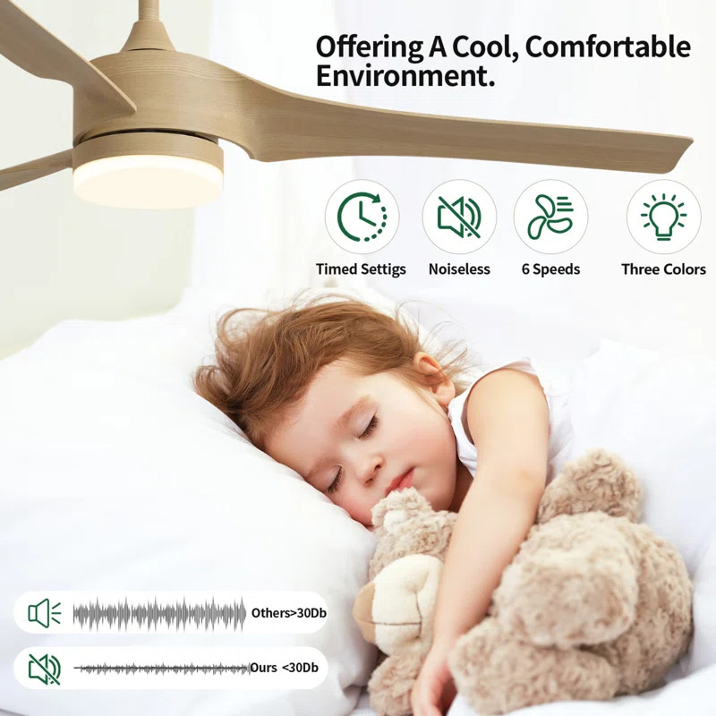 Wrought Studio™ Modern 52 Inch Downrod 3 Blades Smart Ceiling Fans with Lights and Remote Contr... | Wayfair North America