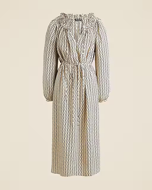 Ruffleneck midi dress in vintage links print | J. Crew US