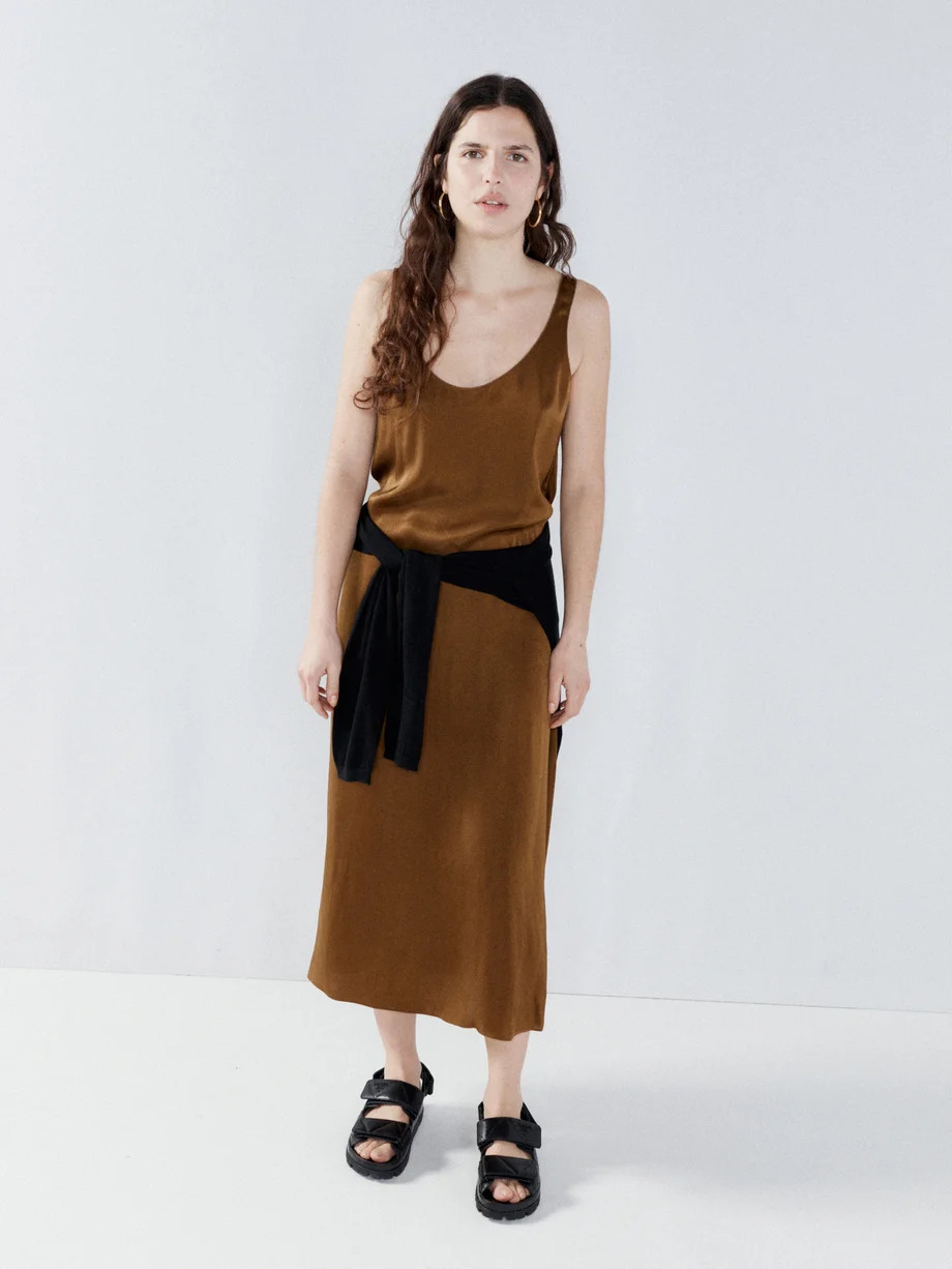 Babylock-edged cupro midi slip dress | Matches (UK)