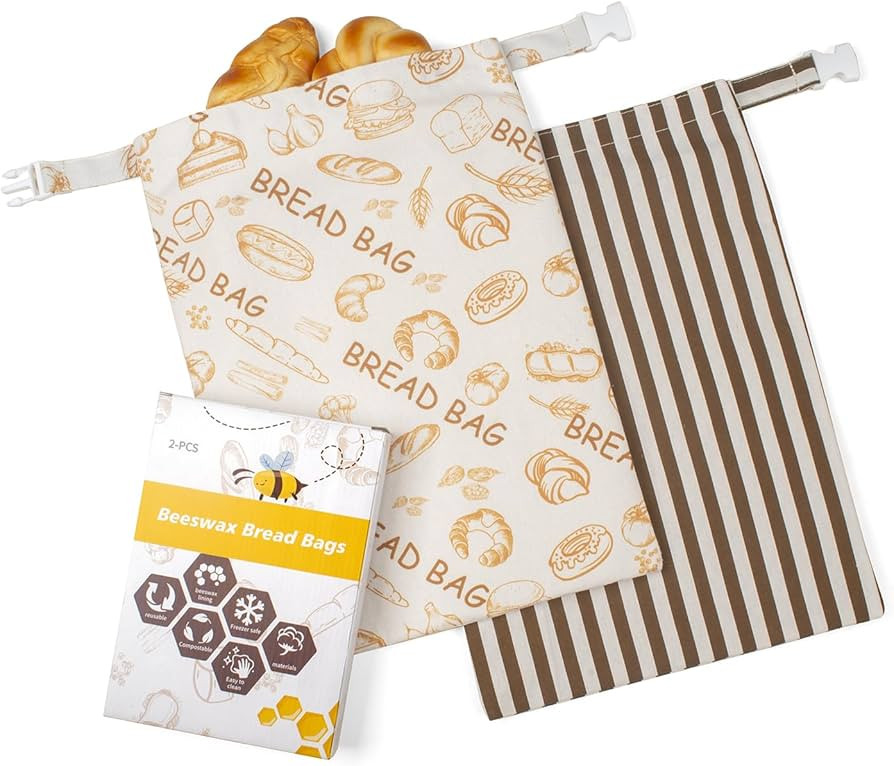Beeswax Bread Bags for Homemade Bread,Reusable Beeswax Bags for Sourdough,Cotton Linen Food Stora... | Amazon (US)