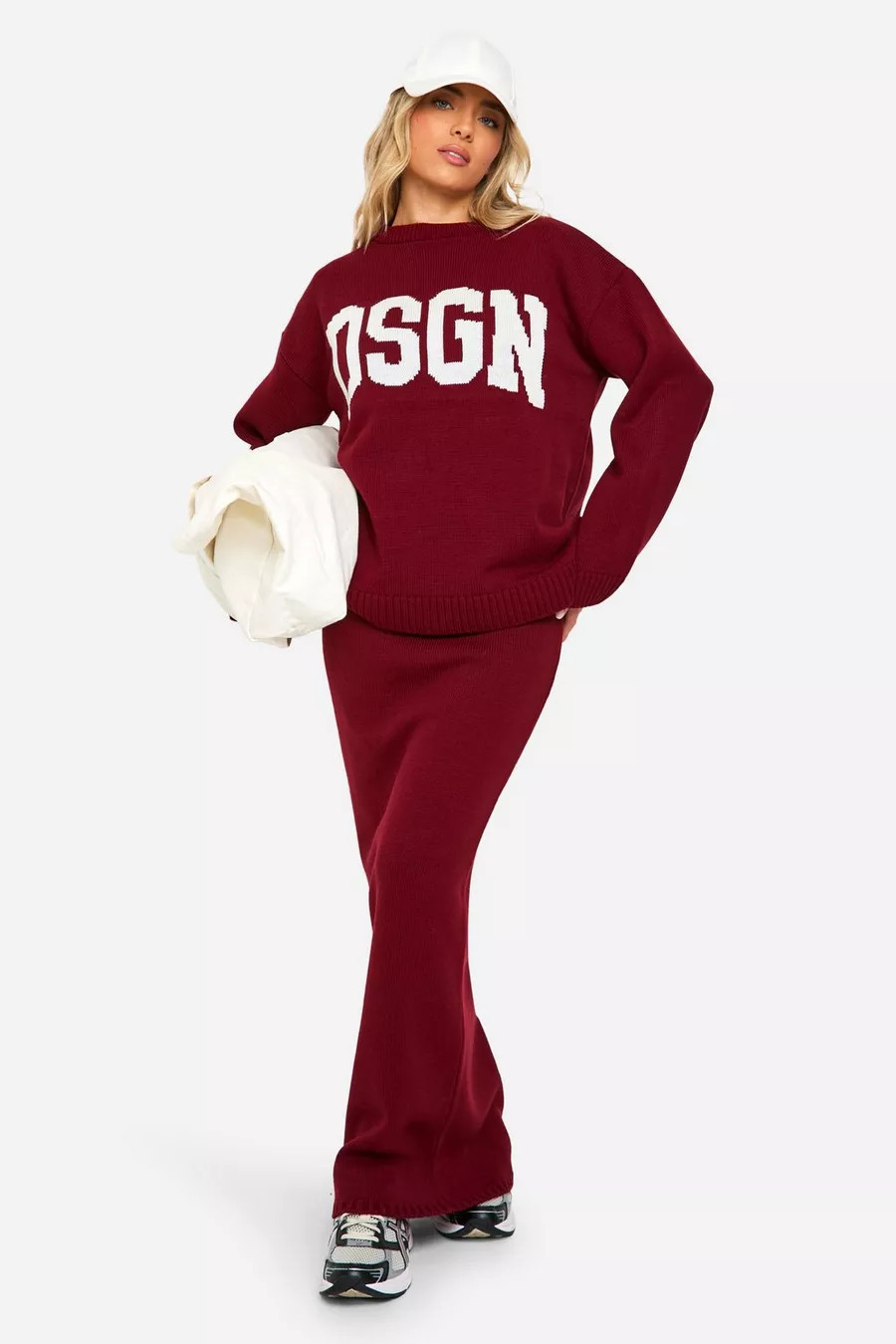 Dsgn Crew Neck Knitted Sweater And Maxi Skirt Set | boohoo (US & Canada)