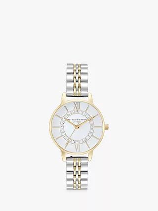 Olivia Burton Women's Wonderland Crystal Two-Tone Bracelet Strap Watch, Gold/Silver OB16WD107 | John Lewis (UK)