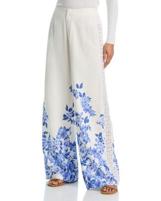 AQUA Placed Floral Lace Wide Leg Pants - Exclusive | Bloomingdale's AQUA Shop All | Bloomingdale's (AU)